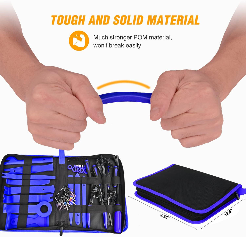 GOOACC 238Pcs Trim Removal Tool, Auto Push Pin Bumper Retainer Clip Set Fastener Terminal Remover Tool Adhesive Cable Clips Pry Kit Car Panel Radio Removal Auto Clip Pliers (GRC-207)