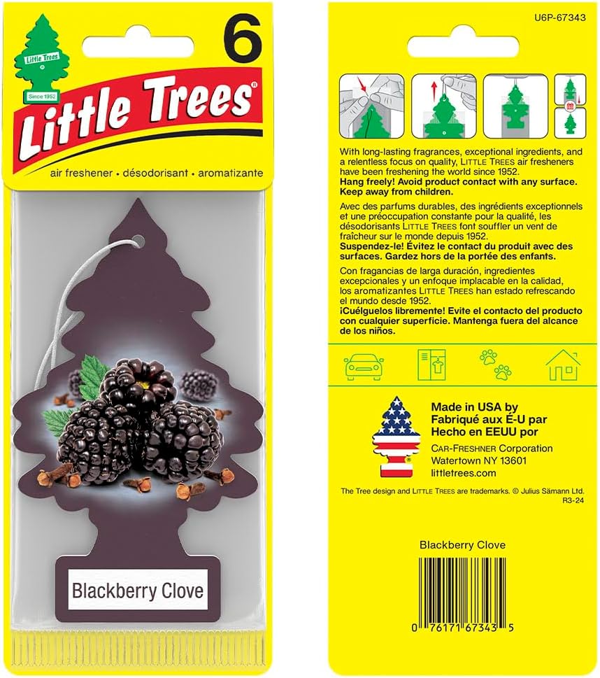 LITTLE TREES Air Fresheners Car Air Freshener. Hanging Tree Provides Long Lasting Scent for Auto or Home. Black Ice, 24 Air Fresheners