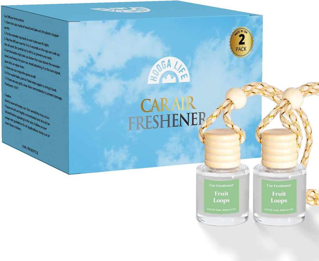 HoogaLife Car Air Freshener Diffuser 2 Pack Hanging Air Freshener Diffuser - Vanilla Cream Fragrance Oil Air D iffuser for Car, 45+ days Long Lasting Fragrance Made in USA C ar Air Fresheners