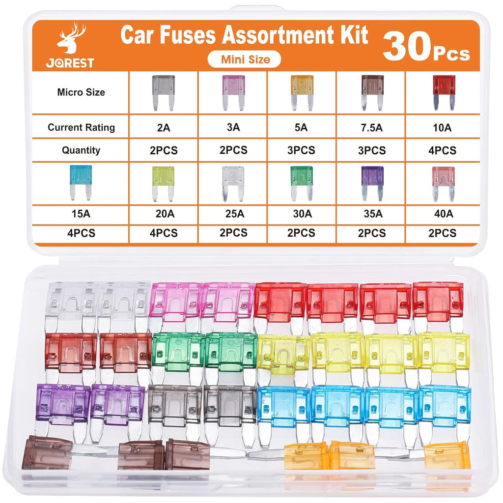JOREST 300Pcs Car Fuse Assortment Kit, 160 Mini Blade Fuses Automotive + 90 Standard Auto Fuses + 50 Micro + Puller – Replacement for RV Camper Boat Truck (2Amp 3A 5A 7.5A 10A 15A 20A 25A 30A 35A 40A)