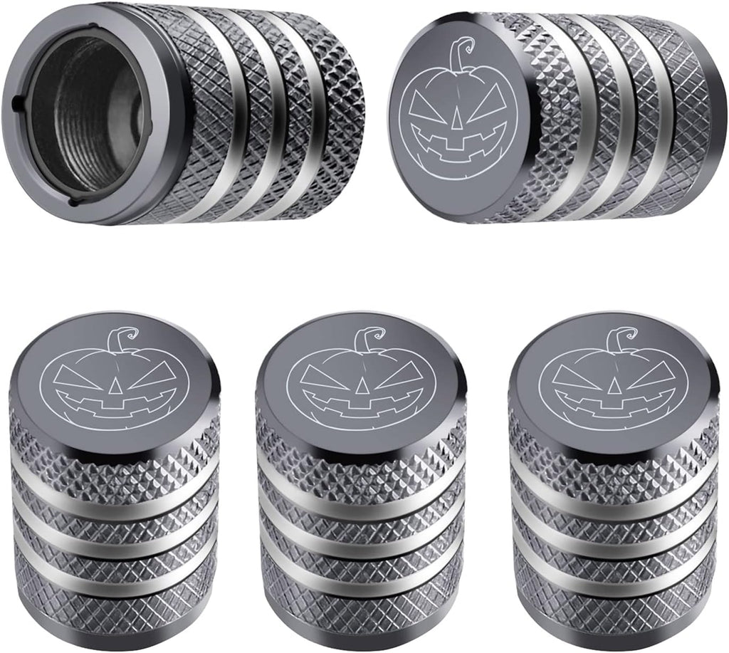 Tire Valve Stem Cap Cover - (5 Pack) Tire Air Cap Metal with Plastic Liner Corrosion Resistant Leak-Proof American Flag for Car Truck Motorcycle Bike Black