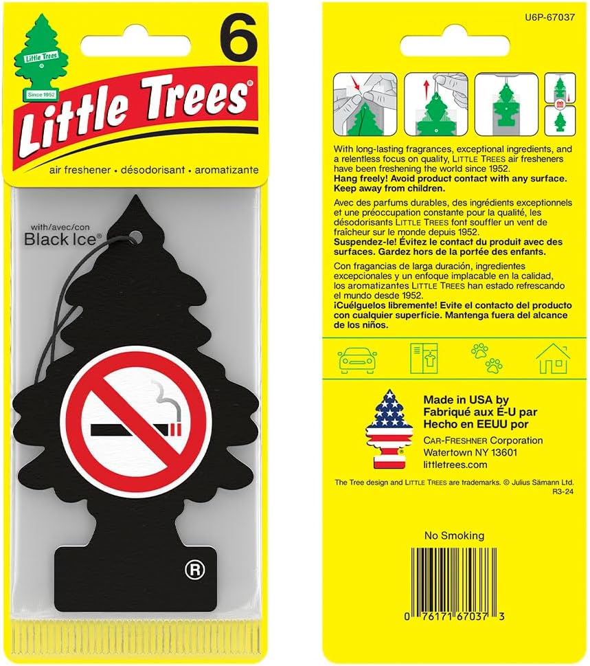 LITTLE TREES Air Fresheners Car Air Freshener. Hanging Tree Provides Long Lasting Scent for Auto or Home. Black Ice, 24 Air Fresheners