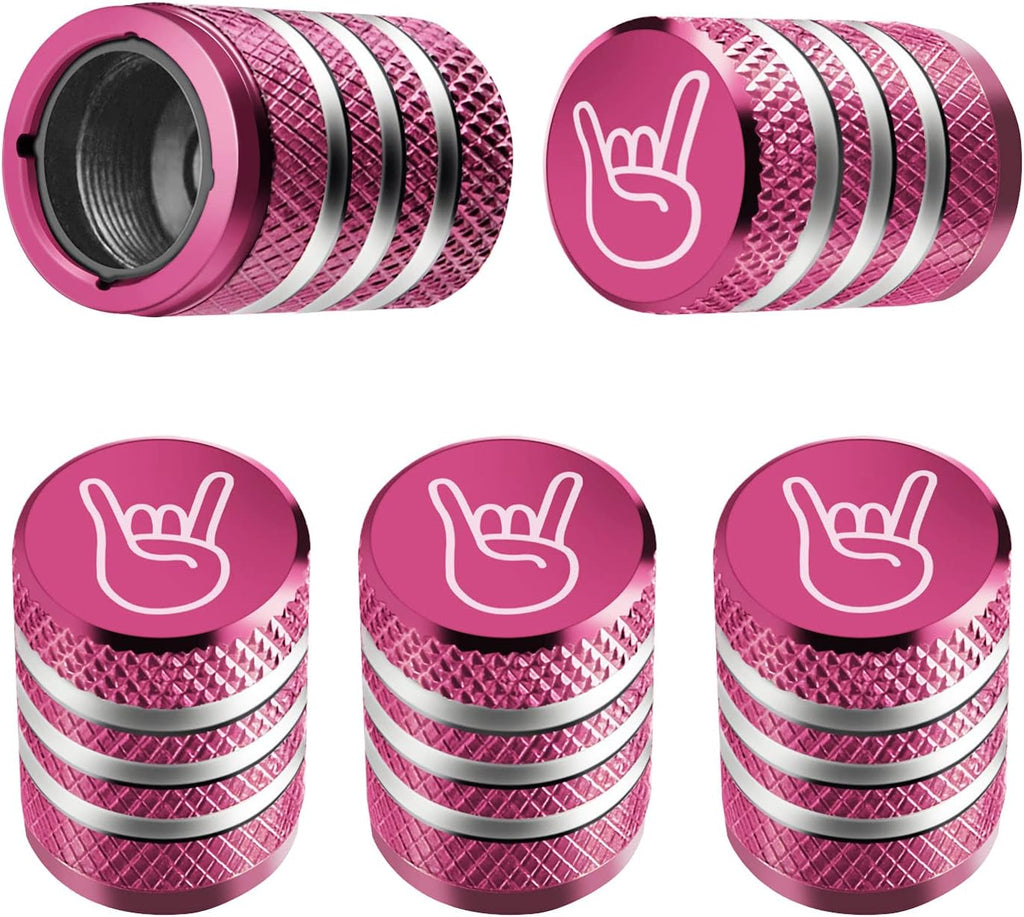 Tire Valve Stem Cap Cover - (5 Pack) Tire Air Cap Metal with Plastic Liner Corrosion Resistant Leak-Proof American Flag for Car Truck Motorcycle Bike Black