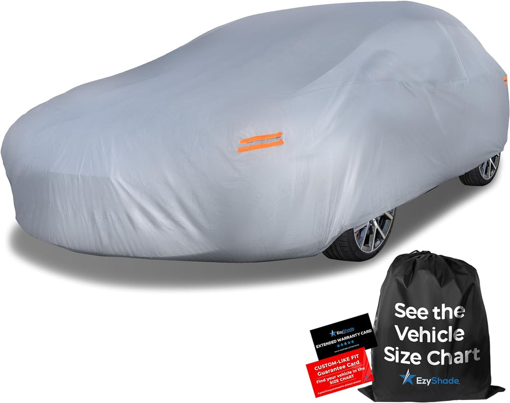 EzyShade 10-Layer Car Cover Waterproof All Weather - See Vehicle Size-Chart - Car Covers for Automobiles & Car Snow Cover - Full Exterior Covers - Winter Rain Sun SUV Sedan. Size A4 (See SizeChart)