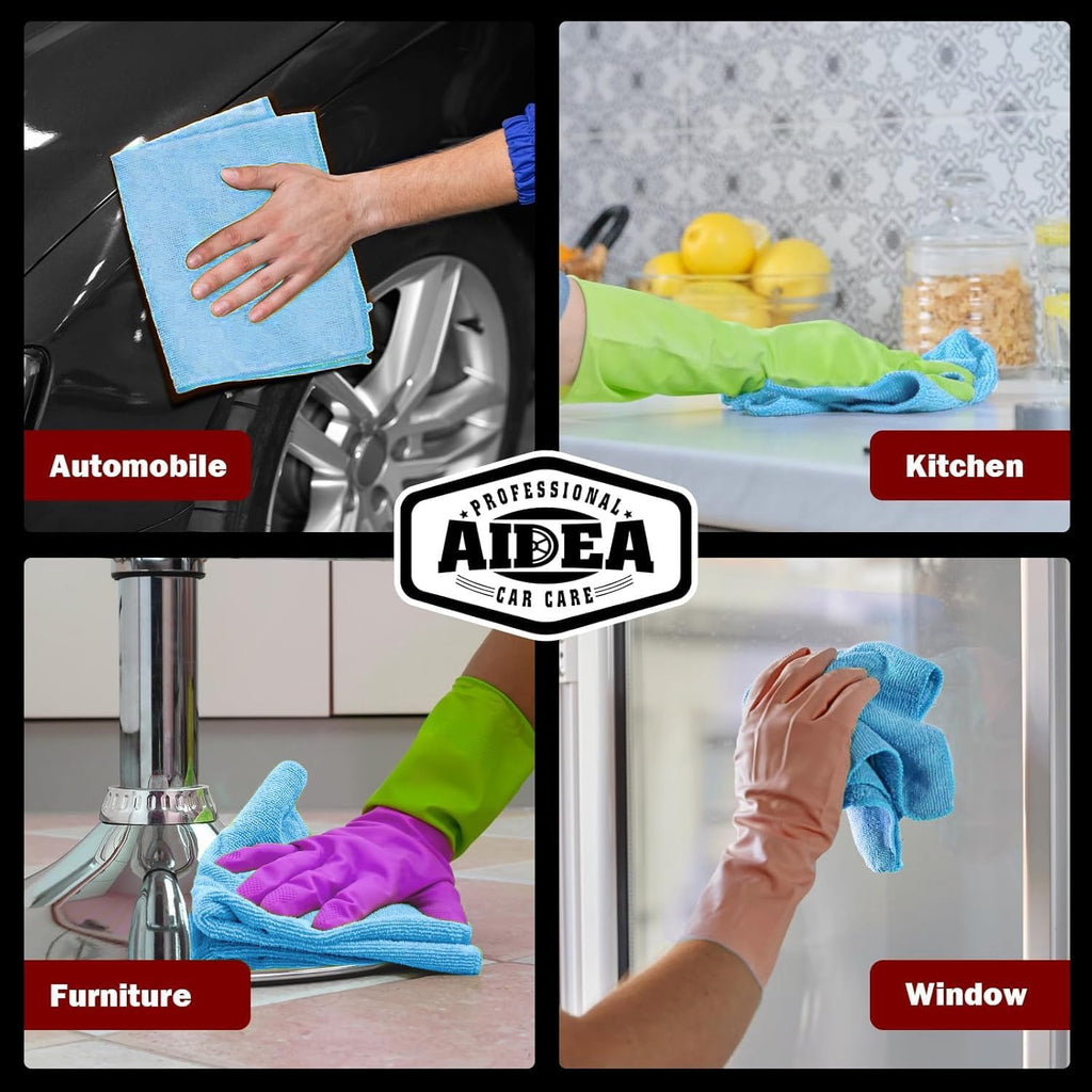 AIDEA Microfiber Cleaning Cloth, 50PK, Microfiber Towels for Cars, Premium All Purpose Car Cloths, Dusting Cloth Cleaning Rags, Absorbent Towels for SUVs, House, Kitchen, Window, 12"×12"