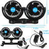 Car Fan Adjustable Dual Head 12V 360° Rotatable 4 Inches Car Clip Fan for Front/Rear Seat Passenger Car Essentials Cooler with Stepless Speed Regulation for Vehicle SUV, RV