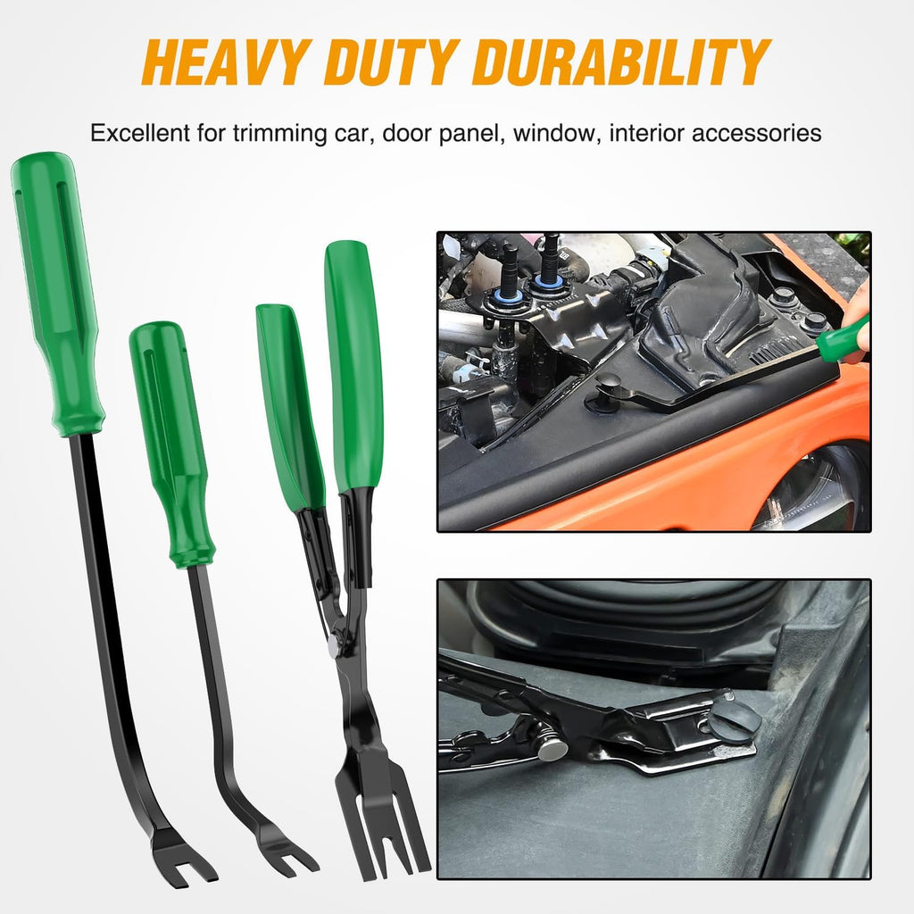 GOOACC 238Pcs Trim Removal Tool, Auto Push Pin Bumper Retainer Clip Set Fastener Terminal Remover Tool Adhesive Cable Clips Pry Kit Car Panel Radio Removal Auto Clip Pliers (GRC-207)