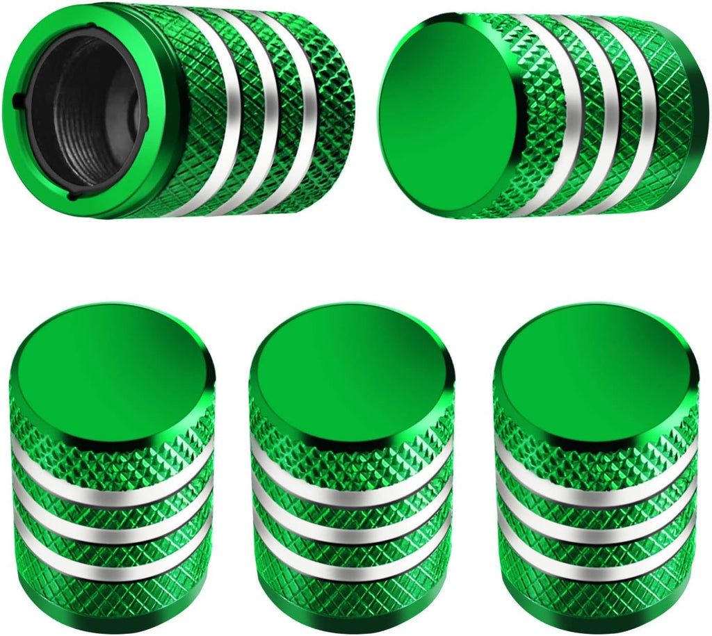 Tire Valve Stem Cap Cover - (5 Pack) Tire Air Cap Metal with Plastic Liner Corrosion Resistant Leak-Proof American Flag for Car Truck Motorcycle Bike Black