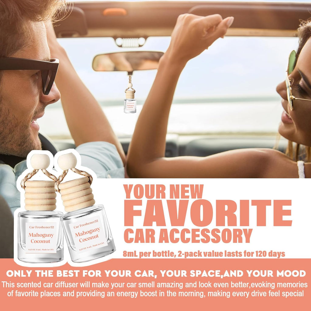 HoogaLife Car Air Freshener Diffuser 2 Pack Hanging Air Freshener Diffuser - Vanilla Cream Fragrance Oil Air D iffuser for Car, 45+ days Long Lasting Fragrance Made in USA C ar Air Fresheners