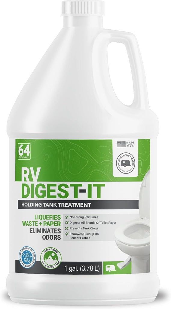 Unique RV Digest-It+ Extra-Strength Ultra-Concentrate - 32 RV Toilet Treatments - Eliminates Smells and Liquifies Waste (32 oz)