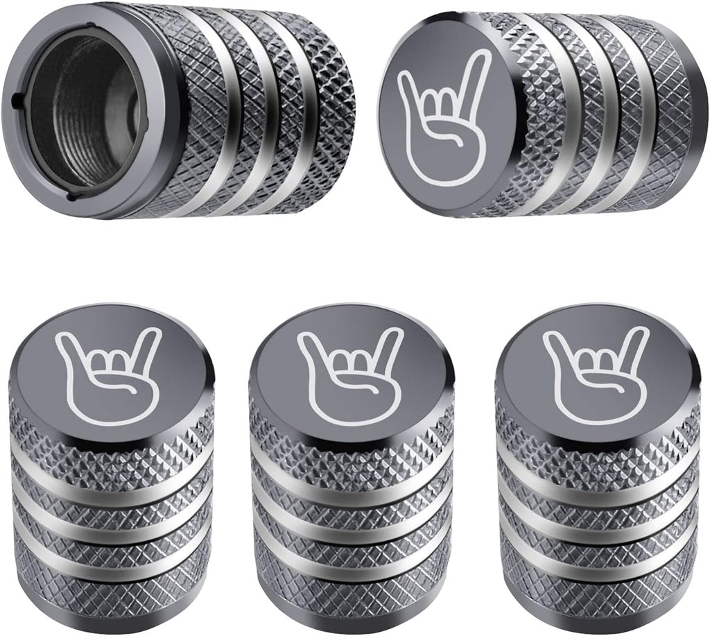 Tire Valve Stem Cap Cover - (5 Pack) Tire Air Cap Metal with Plastic Liner Corrosion Resistant Leak-Proof American Flag for Car Truck Motorcycle Bike Black