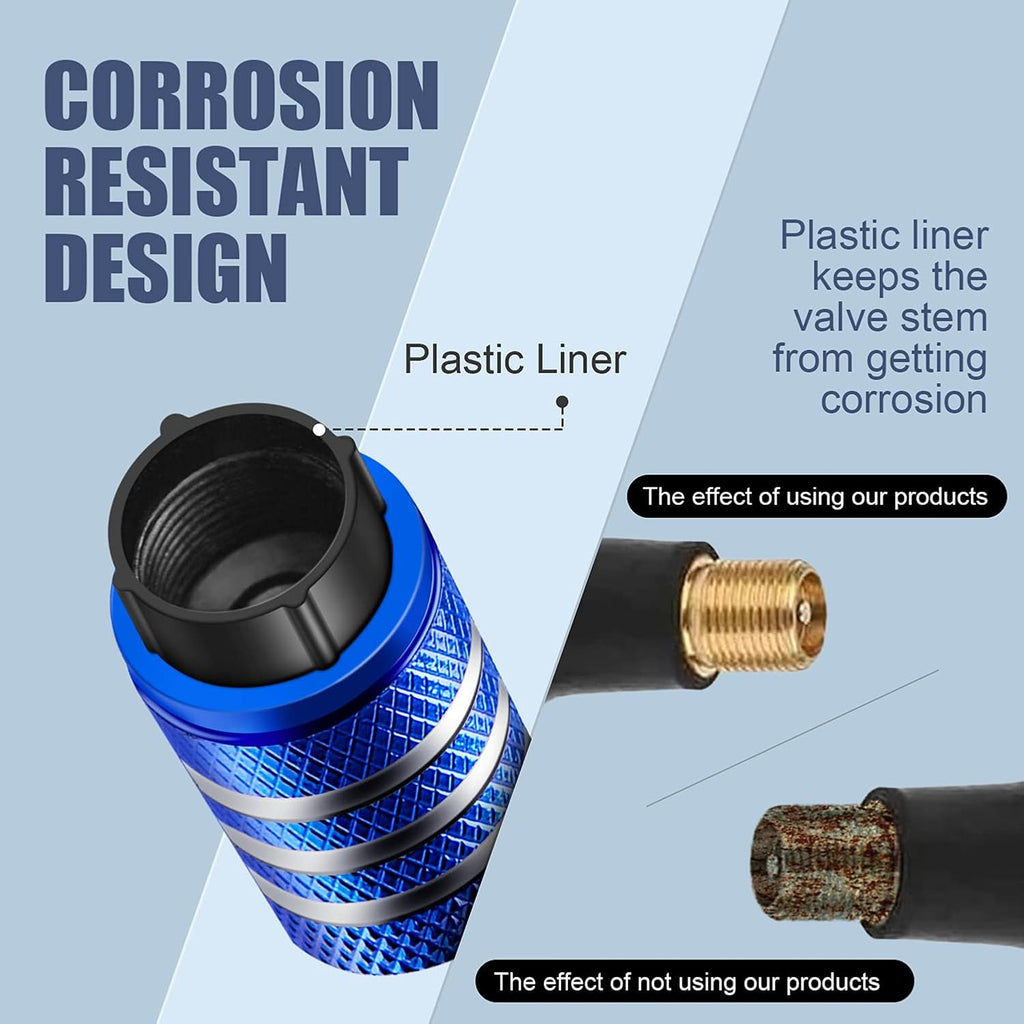 Tire Valve Stem Cap Cover - (5 Pack) Tire Air Cap Metal with Plastic Liner Corrosion Resistant Leak-Proof American Flag for Car Truck Motorcycle Bike Black