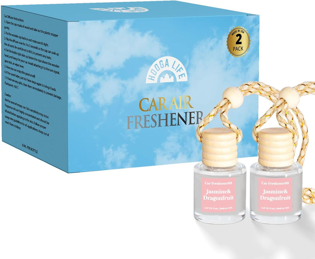 HoogaLife Car Air Freshener Diffuser 2 Pack Hanging Air Freshener Diffuser - Vanilla Cream Fragrance Oil Air D iffuser for Car, 45+ days Long Lasting Fragrance Made in USA C ar Air Fresheners