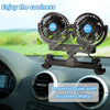 Car Fan Adjustable Dual Head 12V 360° Rotatable 4 Inches Car Clip Fan for Front/Rear Seat Passenger Car Essentials Cooler with Stepless Speed Regulation for Vehicle SUV, RV