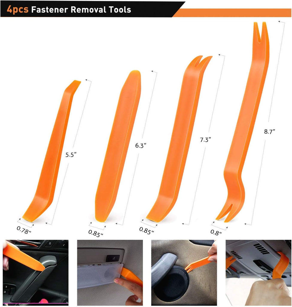 GOOACC 238Pcs Trim Removal Tool, Auto Push Pin Bumper Retainer Clip Set Fastener Terminal Remover Tool Adhesive Cable Clips Pry Kit Car Panel Radio Removal Auto Clip Pliers (GRC-207)