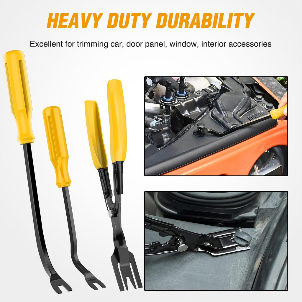 GOOACC 238Pcs Trim Removal Tool, Auto Push Pin Bumper Retainer Clip Set Fastener Terminal Remover Tool Adhesive Cable Clips Pry Kit Car Panel Radio Removal Auto Clip Pliers (GRC-207)