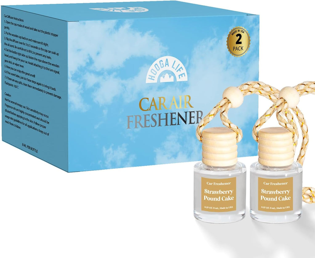 HoogaLife Car Air Freshener Diffuser 2 Pack Hanging Air Freshener Diffuser - Vanilla Cream Fragrance Oil Air D iffuser for Car, 45+ days Long Lasting Fragrance Made in USA C ar Air Fresheners