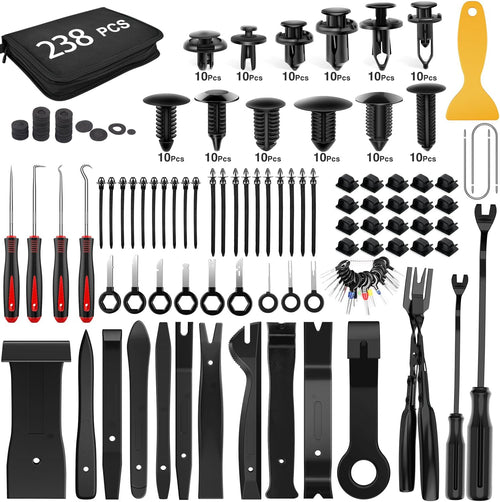 GOOACC - GRC-33 240PCS Bumper Retainer Clips Car Plastic Rivets Fasteners Push Retainer Kit Most Popular Sizes Auto Push Pin Rivets Set -Door Trim Panel Fender Clips for GM Ford Toyota Honda Chrysler