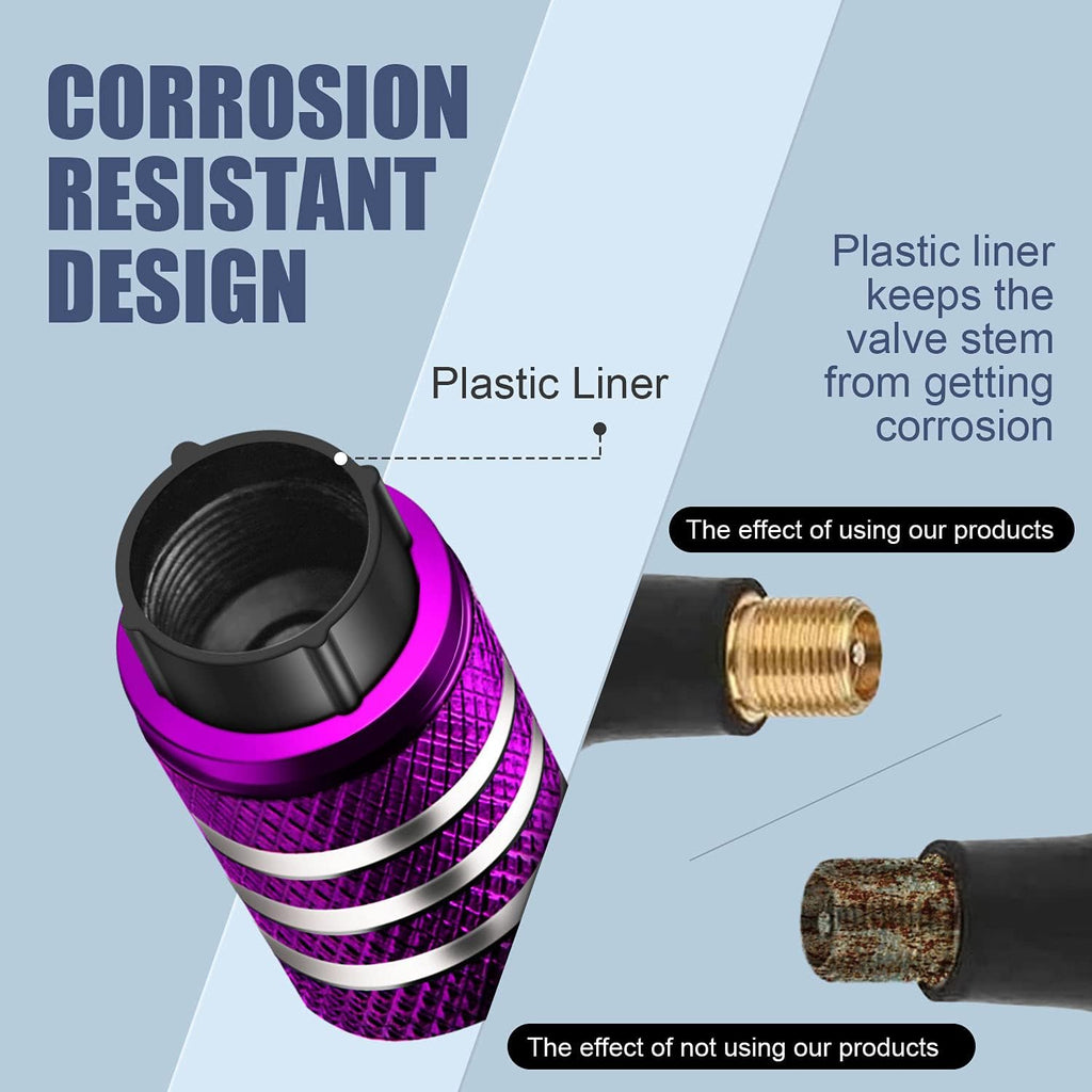 Tire Valve Stem Cap Cover - (5 Pack) Tire Air Cap Metal with Plastic Liner Corrosion Resistant Leak-Proof American Flag for Car Truck Motorcycle Bike Black