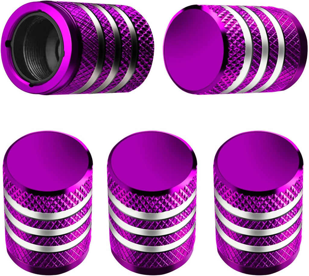 Tire Valve Stem Cap Cover - (5 Pack) Tire Air Cap Metal with Plastic Liner Corrosion Resistant Leak-Proof American Flag for Car Truck Motorcycle Bike Black