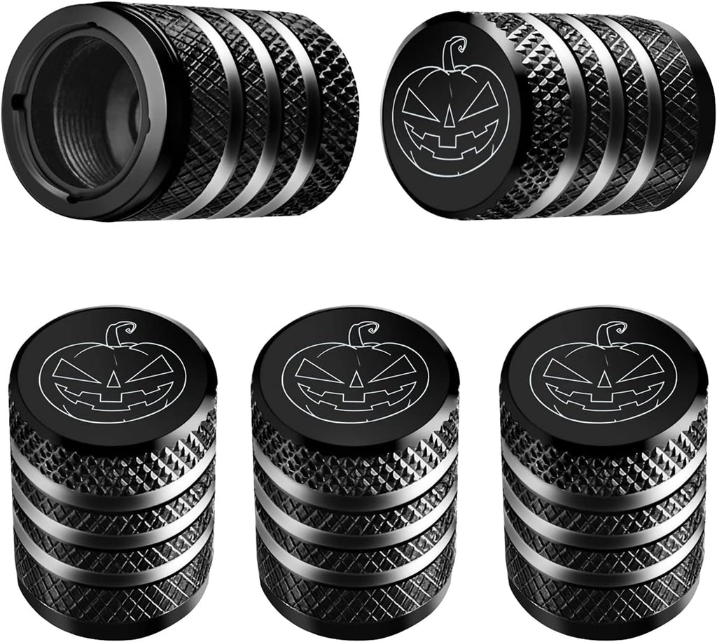 Tire Valve Stem Cap Cover - (5 Pack) Tire Air Cap Metal with Plastic Liner Corrosion Resistant Leak-Proof American Flag for Car Truck Motorcycle Bike Black