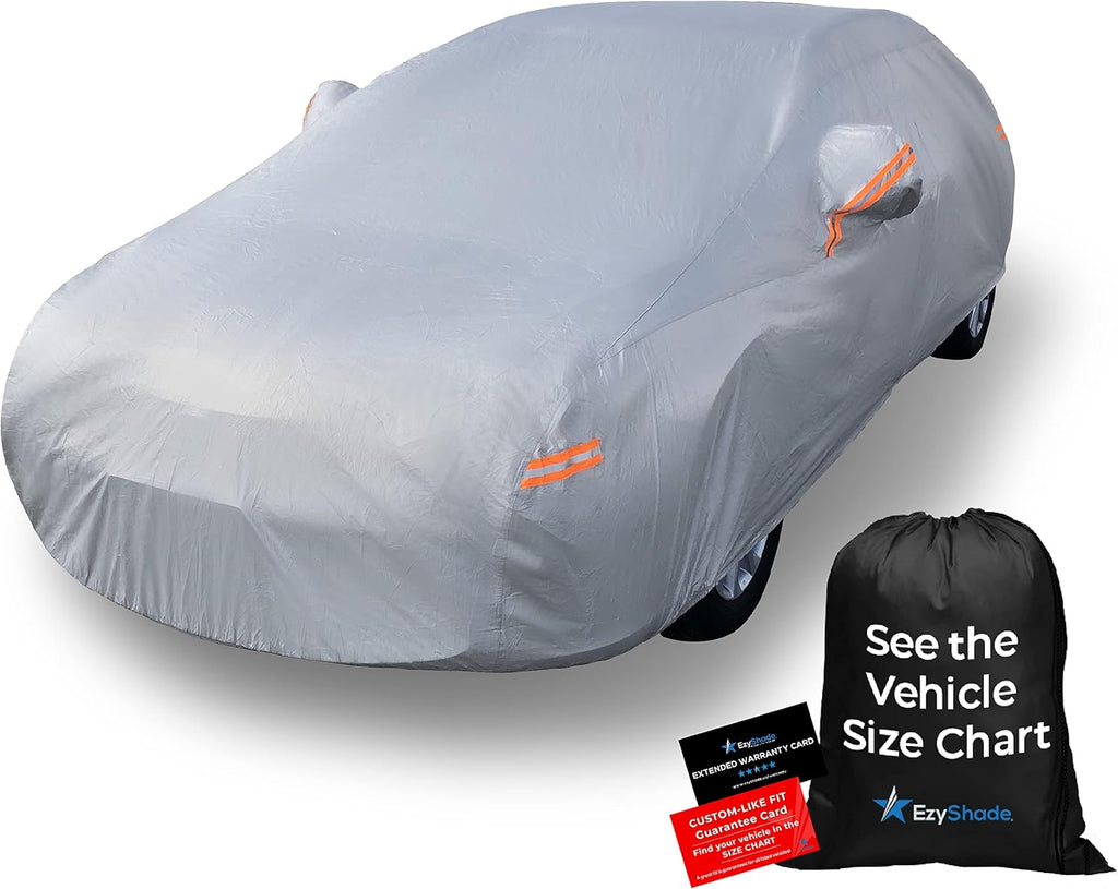 EzyShade 10-Layer Car Cover Waterproof All Weather - See Vehicle Size-Chart - Car Covers for Automobiles & Car Snow Cover - Full Exterior Covers - Winter Rain Sun SUV Sedan. Size A4 (See SizeChart)