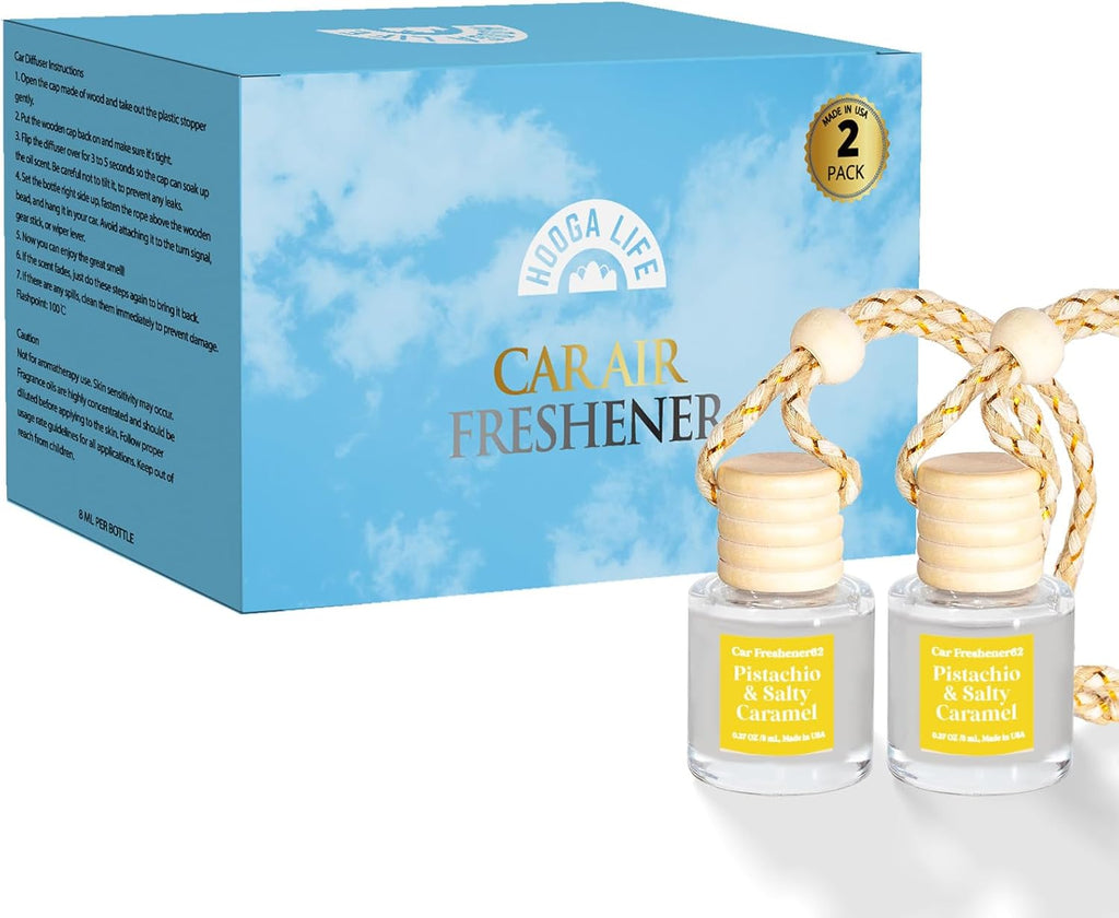 HoogaLife Car Air Freshener Diffuser 2 Pack Hanging Air Freshener Diffuser - Vanilla Cream Fragrance Oil Air D iffuser for Car, 45+ days Long Lasting Fragrance Made in USA C ar Air Fresheners