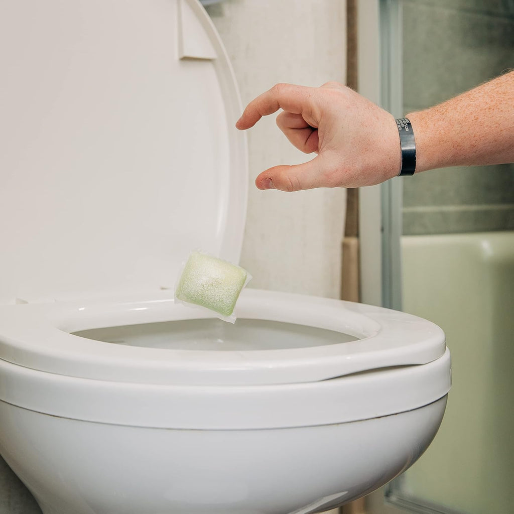 Camco TST MAX RV Toilet Treatment Drop-INs - Control Unwanted Odors & Break Down Waste and Tissue - Safe Septic Tank Treatment - Orange Scent, 30-Pack (41183)
