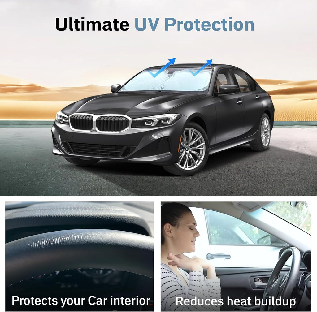 Jeep Windshield Sunshade | Protects Sun Visor from UV and Heat Protection | Fits for Wrangler, Gladiator, and Rubicon Models | Keeps Your Car Cool and Comfort | X-Small (60" x 21")