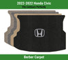 Lloyd Berber Trunk Carpet Mat for '22 Honda Civic W/Silver on Black Honda H Logo