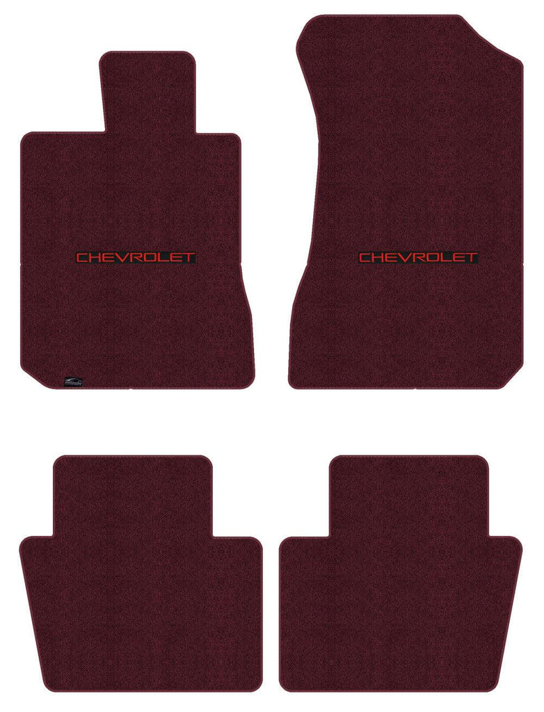 Lloyd Luxe Front & Rear Carpet Mats for '90-94 Chevy Lumina W/Chevy Red on Black