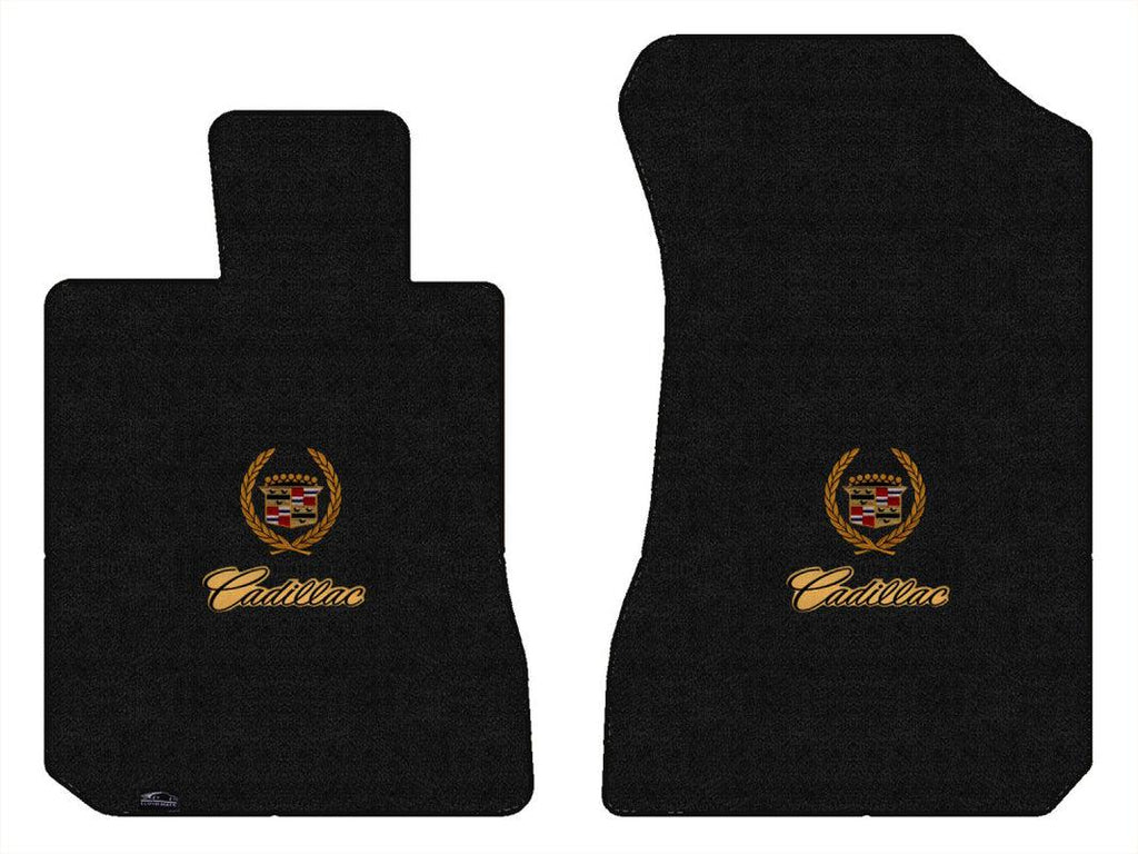 Lloyd Luxe Front Mats for '67-68 Calais W/Cadillac Crest 2 Gold W/Black on Gold