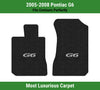 Lloyd Luxe Front Row Carpet Mats for 2005-2008 Pontiac G6 W/G6 Logo