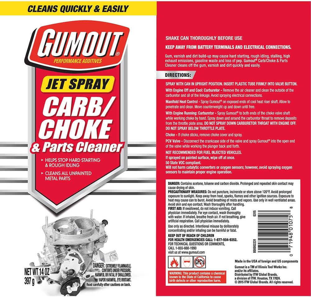 Gumout 800002231 Carb and Choke Cleaner Jet Spray - 14 oz.