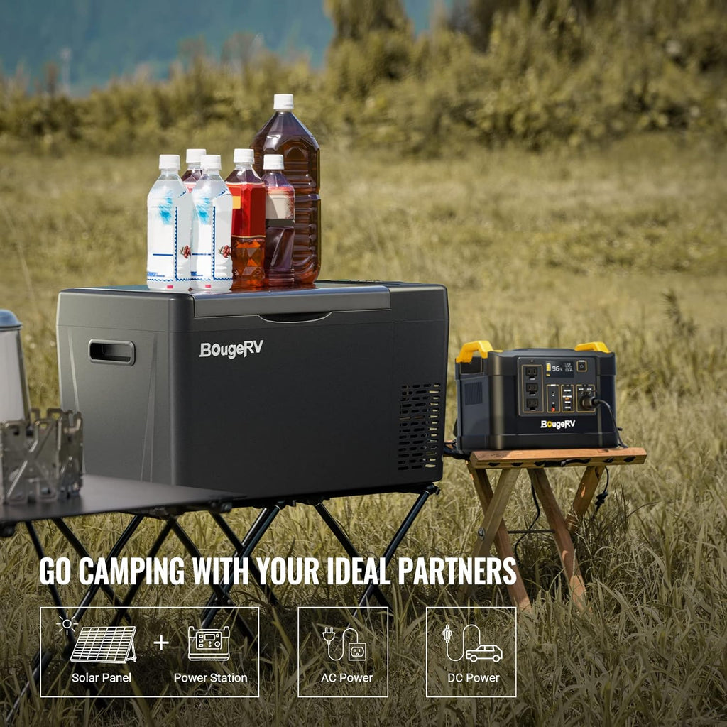 BougeRV 12 Volt Refrigerator 12V Car Fridge 23 Quart Portable Freezer Compressor Cooler 12/24V DC 110~240 Volt AC for Truck Van RV Camper SUV Travel Camping Road Trips Tailgating -8℉~50℉