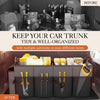 HOTOR Trunk Organizer - Car Organizer, Foldable Trunk organizer for SUVs & Sedans, Sturdy Car Organization for Car Accessories, Tools, Sundries, Black, 2 Compartments, 21.3"×12.6"×10.6"