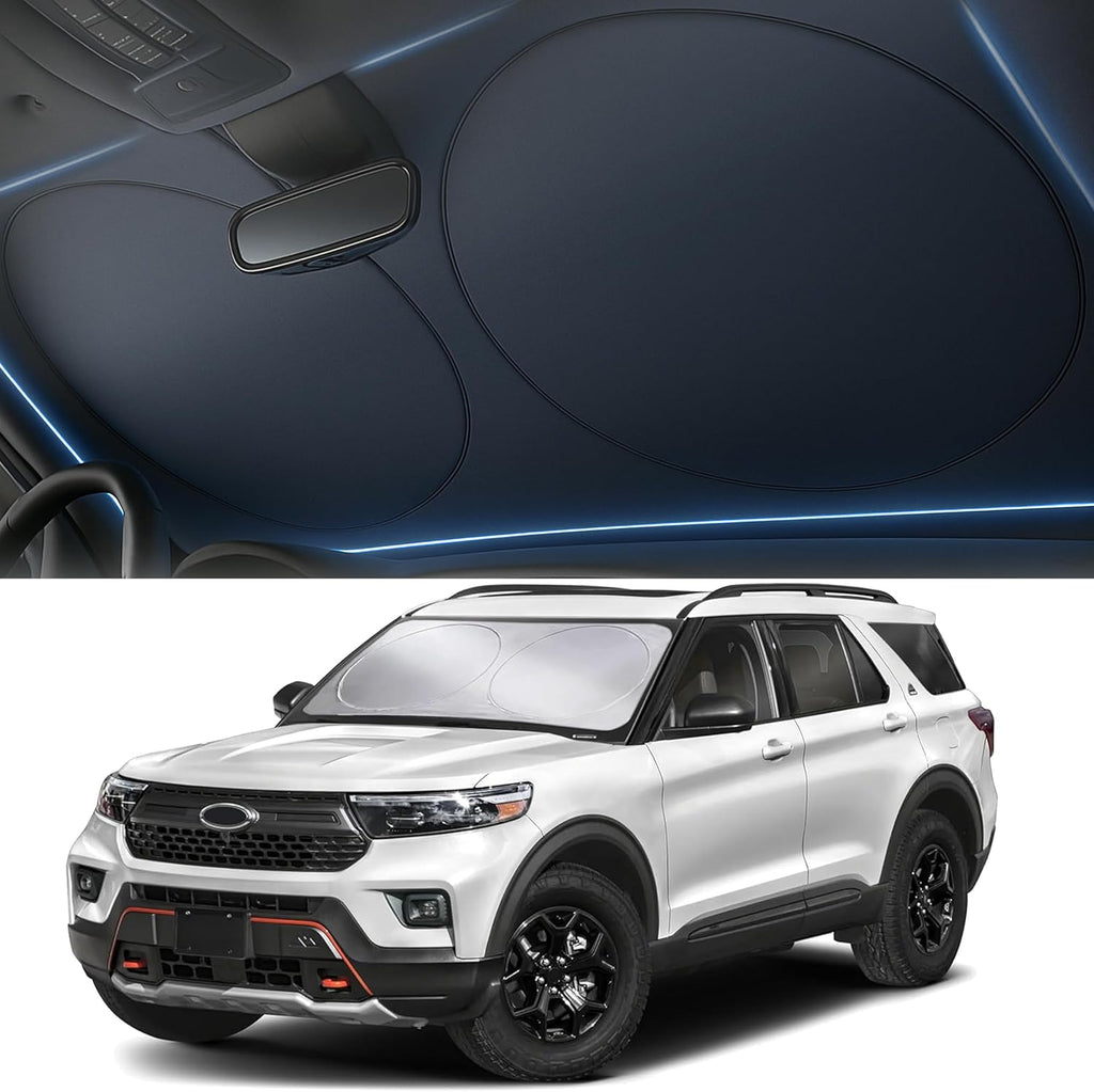 Jeep Windshield Sunshade | Protects Sun Visor from UV and Heat Protection | Fits for Wrangler, Gladiator, and Rubicon Models | Keeps Your Car Cool and Comfort | X-Small (60" x 21")