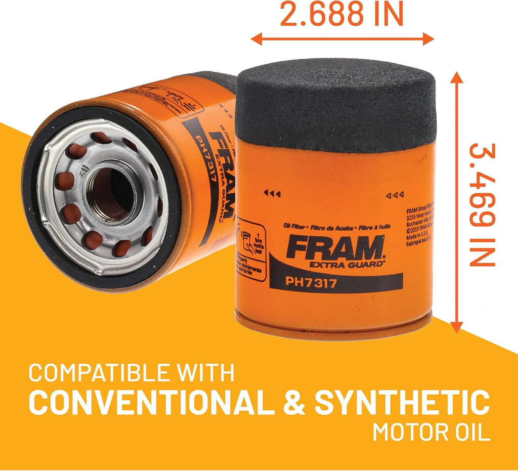 FRAM Ultra Synthetic XG7317 20K Mile Change Automotive Replacement Engine Oil Filter for Synthetic Oil Changes, Premium Vehicle Engine Protection Oil Filter for Select Vehicle Model Years