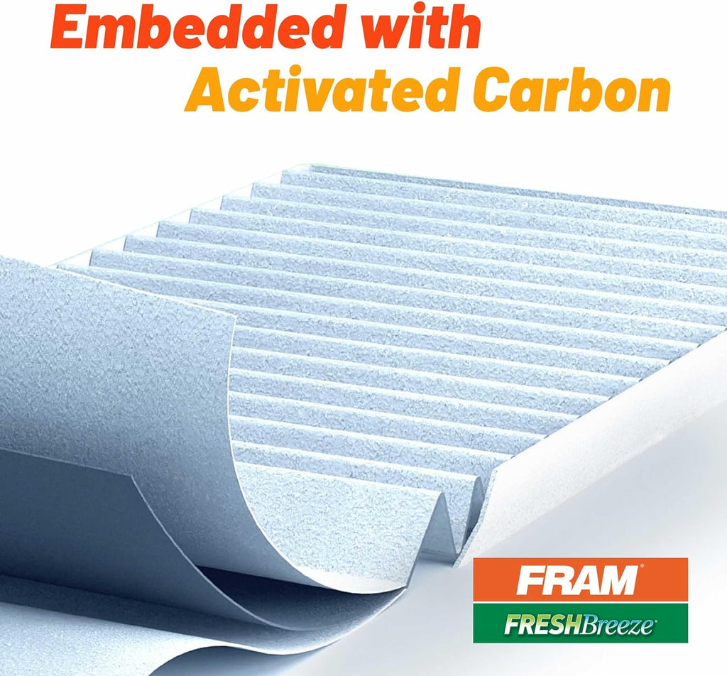 FRAM Fresh Breeze Cabin Air Filter Replacement for Car Passenger Compartment w/ Arm and Hammer Baking Soda, Easy Install, CF10134 for Honda Vehicles, white