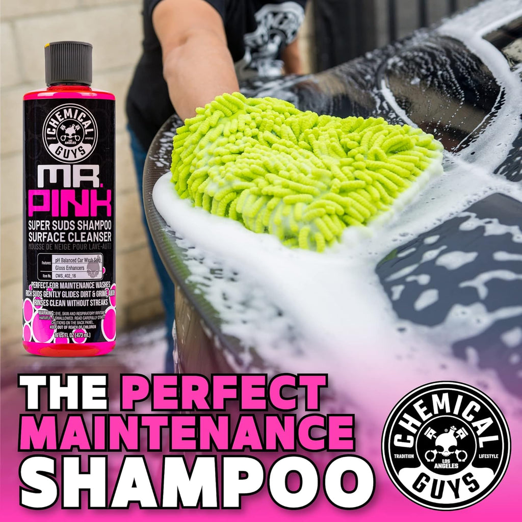 Chemical Guys Mr. Pink Foaming Car Wash Soap, High-Suds pH-Balanced Car Shampoo, Safe for Wax & Sealants, Works with Foam Cannons & Bucket Wash, Safe on All Paint Finishes, 16 oz, Candy Scent