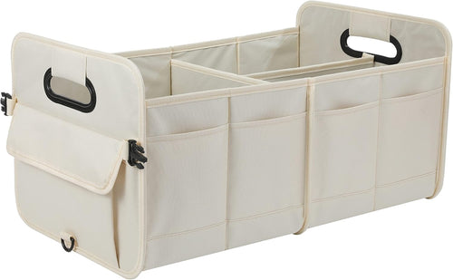 Car Trunk Organizer Car Storage Organizer Collapsible Multi Compartment Car Organizer Adjustable Straps for SUV(Beige)