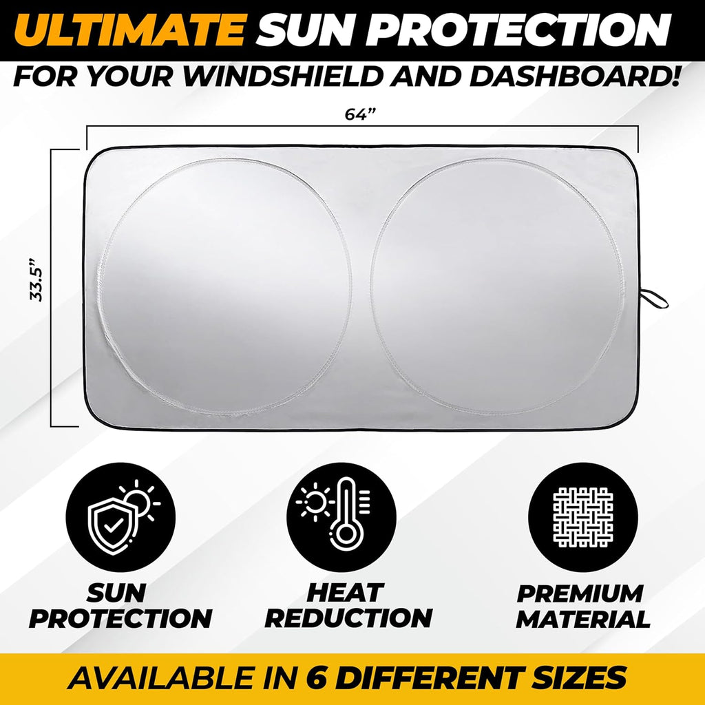 Jeep Windshield Sunshade | Protects Sun Visor from UV and Heat Protection | Fits for Wrangler, Gladiator, and Rubicon Models | Keeps Your Car Cool and Comfort | X-Small (60" x 21")