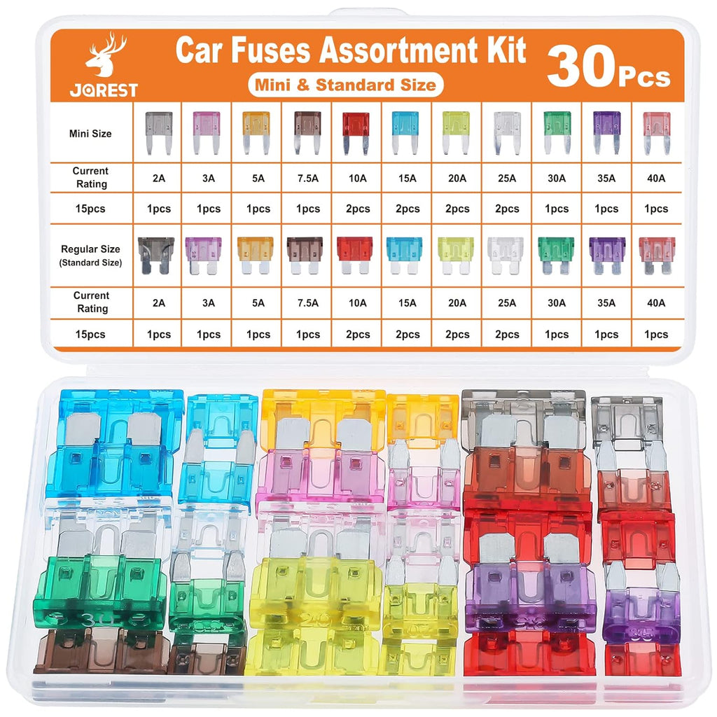 JOREST 300Pcs Car Fuse Assortment Kit, 160 Mini Blade Fuses Automotive + 90 Standard Auto Fuses + 50 Micro + Puller – Replacement for RV Camper Boat Truck (2Amp 3A 5A 7.5A 10A 15A 20A 25A 30A 35A 40A)