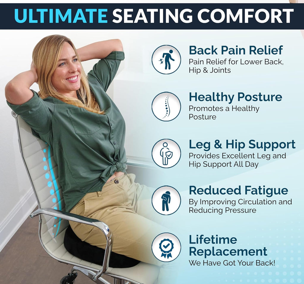 ComfiLife Premium Gel & Memory Foam Seat Cushion – Doctor Recommended Office Chair Cushion, Car Seat Cushion – Chair Cushions for Back & Sciatica Pain Relief – Seat Cushions for Office & Desk (Beige)
