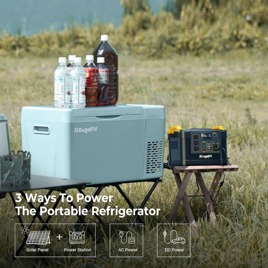 BougeRV 12 Volt Refrigerator 12V Car Fridge 23 Quart Portable Freezer Compressor Cooler 12/24V DC 110~240 Volt AC for Truck Van RV Camper SUV Travel Camping Road Trips Tailgating -8℉~50℉