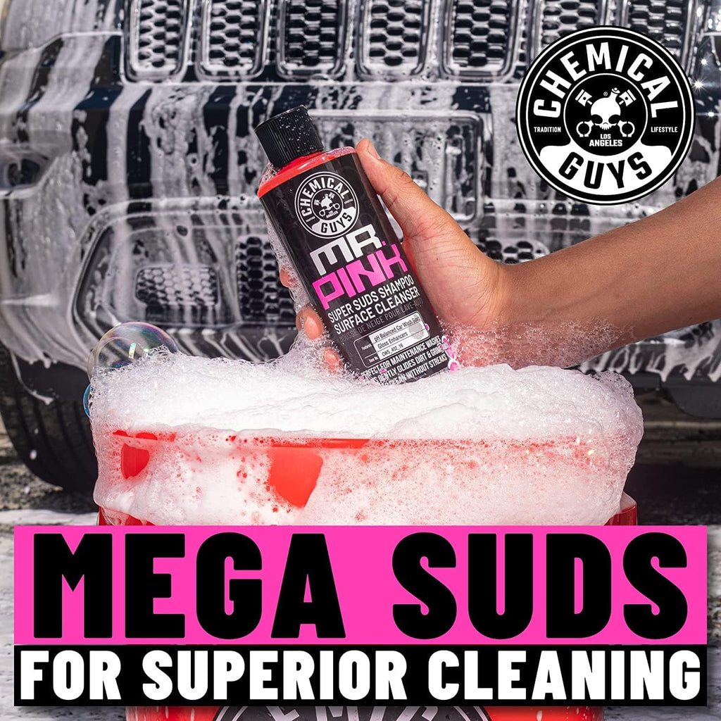 Chemical Guys Mr. Pink Foaming Car Wash Soap, High-Suds pH-Balanced Car Shampoo, Safe for Wax & Sealants, Works with Foam Cannons & Bucket Wash, Safe on All Paint Finishes, 16 oz, Candy Scent