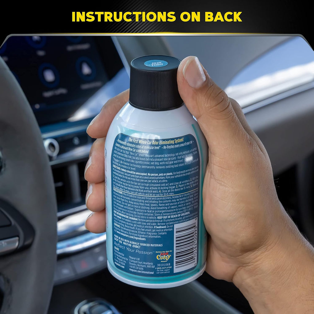 Meguiar's G16402 Whole Car Air Re-Fresher Odor Eliminator Mist, New Car Scent, 2 Fluid Ounces