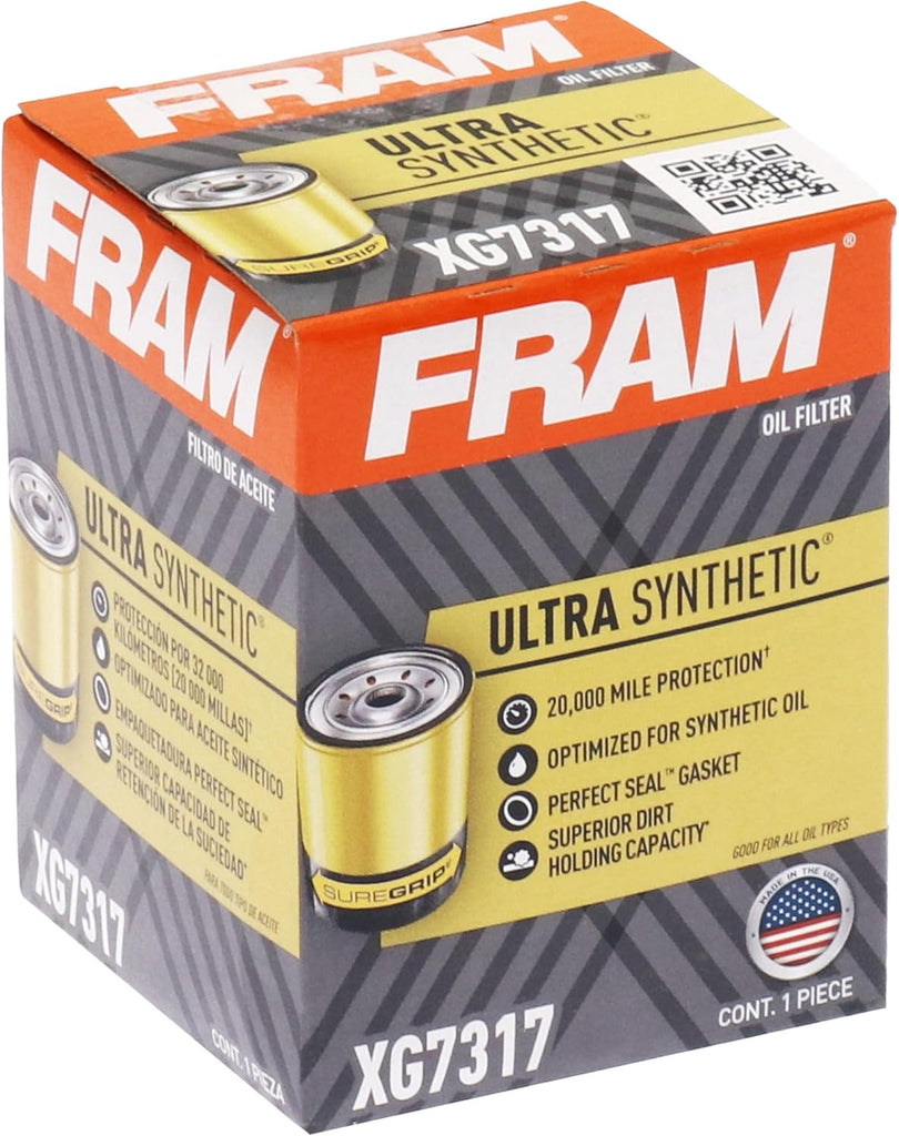 FRAM Ultra Synthetic XG7317 20K Mile Change Automotive Replacement Engine Oil Filter for Synthetic Oil Changes, Premium Vehicle Engine Protection Oil Filter for Select Vehicle Model Years