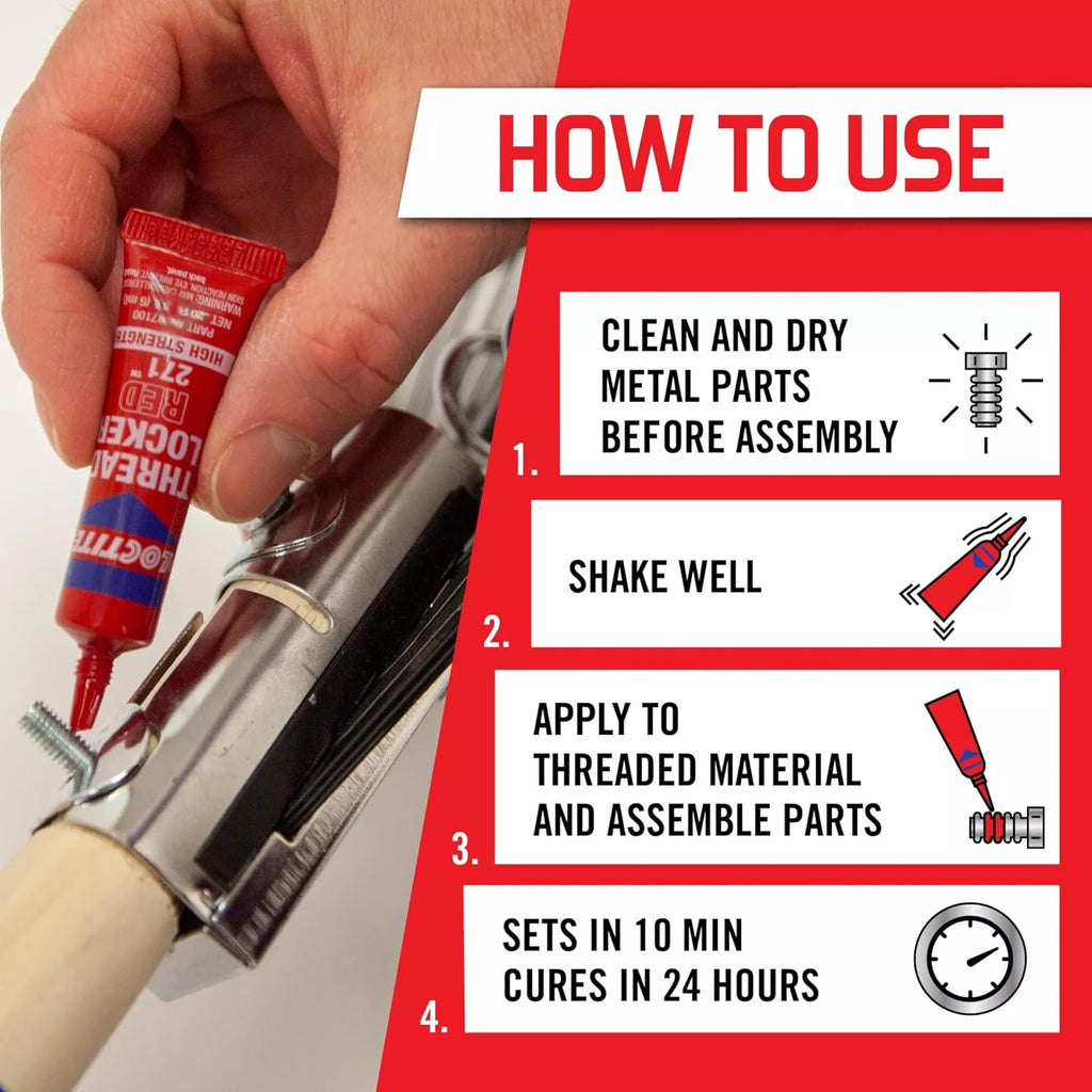 Loctite Threadlocker Blue 242 - Removable Thread Lock Glue for Nuts, Bolts, & Fasteners, Medium Strength Screw Glue to Prevent Loosening & Corrosion - 6 ml, 1 Pack
