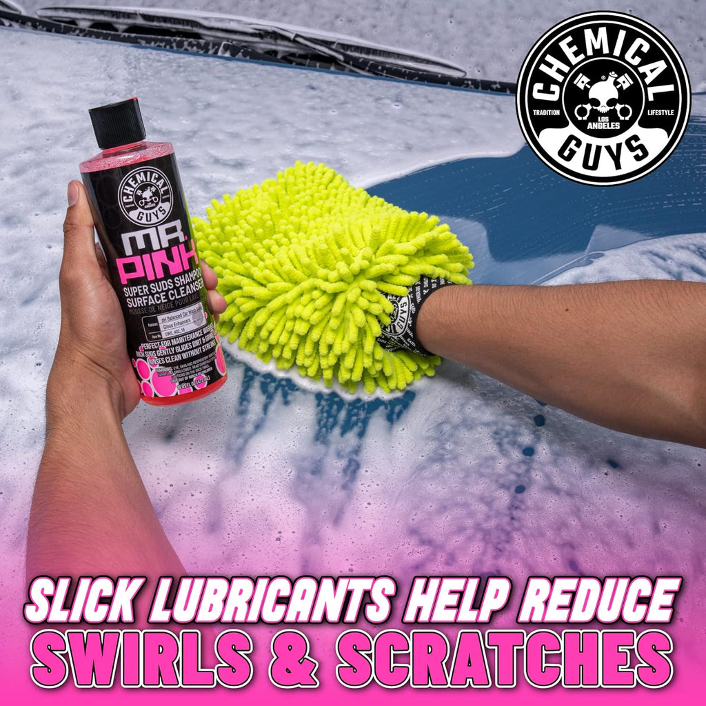 Chemical Guys Mr. Pink Foaming Car Wash Soap, High-Suds pH-Balanced Car Shampoo, Safe for Wax & Sealants, Works with Foam Cannons & Bucket Wash, Safe on All Paint Finishes, 16 oz, Candy Scent